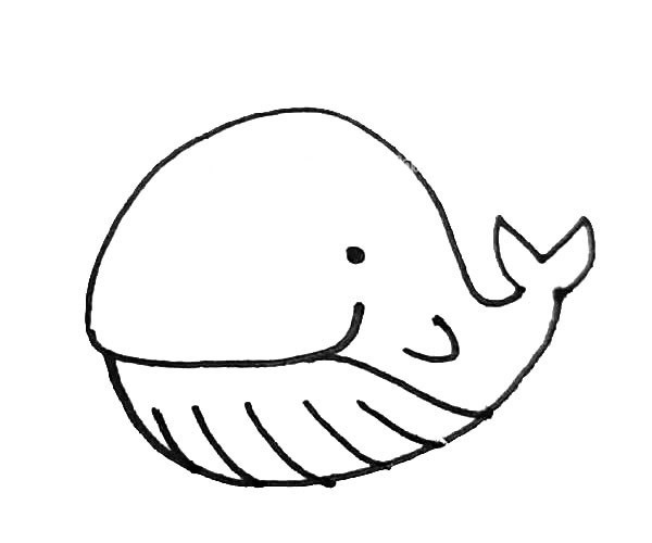 儿童学画可爱的鲸鱼简笔画步骤图解教程