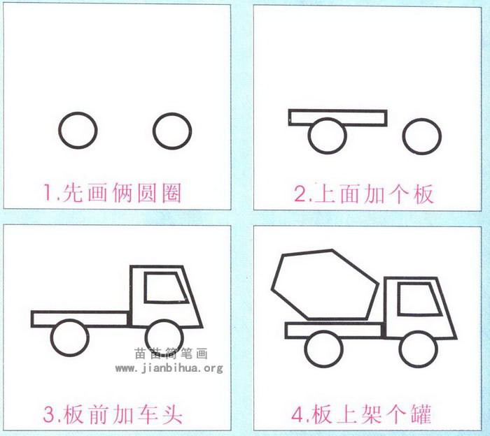 搅拌车简笔画如何画 水泥搅拌车简笔画图解