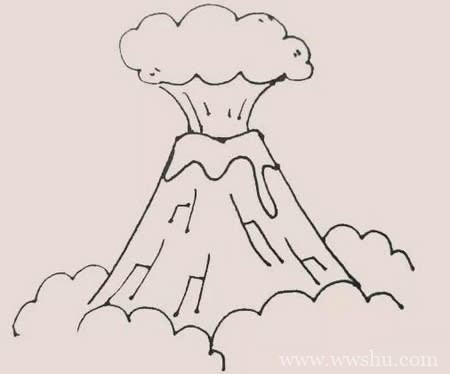 火山喷发如何画简笔画简单又漂亮